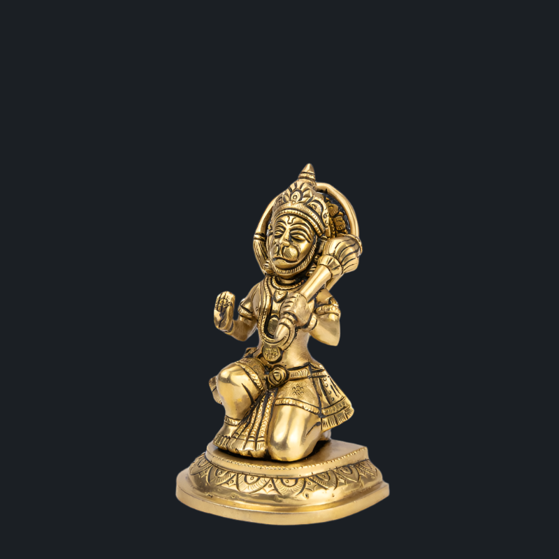 Handcrafted Brass Hanuman in Knee Bend Position – Warrior Pose Hanuman Statue