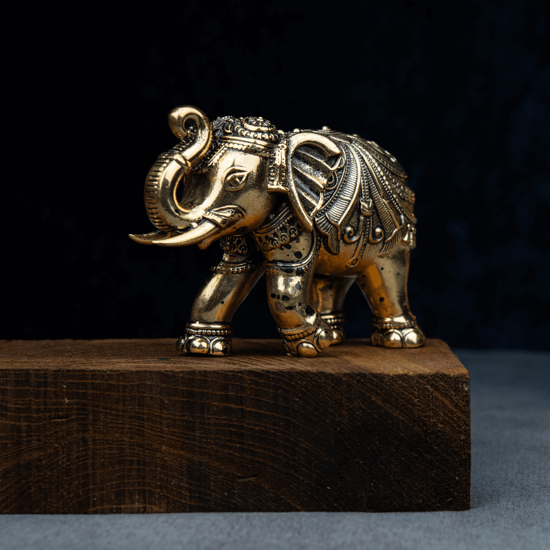 Elite Brass Elephant Medium Size – Decorative Elephant Figurine for Home Décor