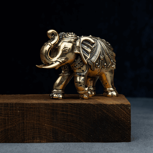 Elite Brass Elephant Medium Size – Decorative Elephant Figurine for Home Décor