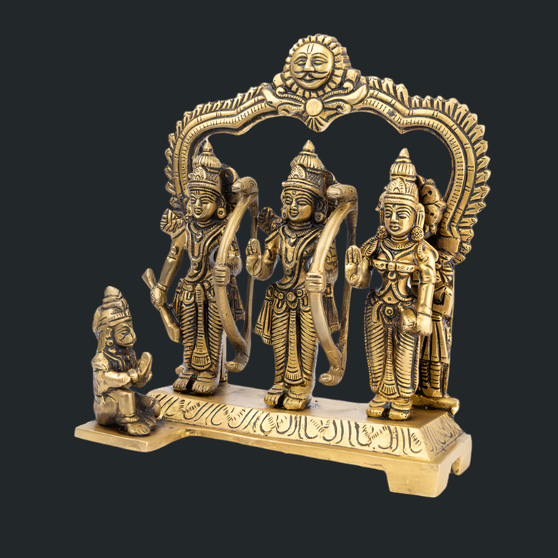 Handcrafted Brass Ram Darbaar with Rear Frame – Lord Ram and Family Idol