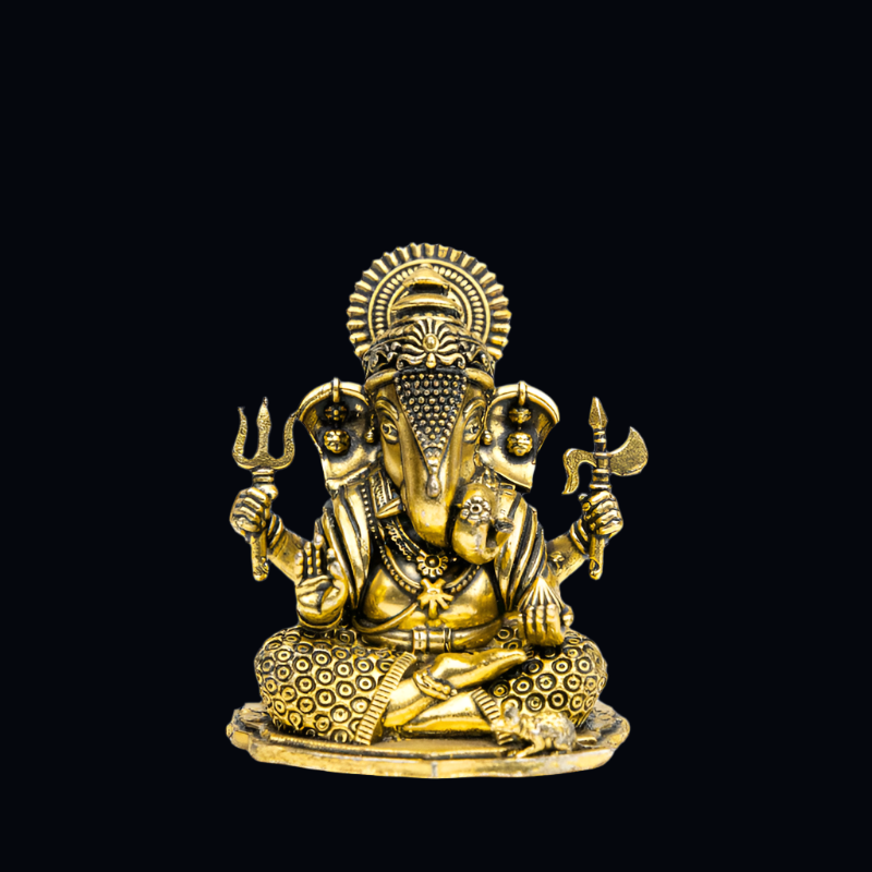 Elite Brass Dagdu Ganesha with Flat Base Medium Size – Divine Blessings for Prosperity and Knowledge
