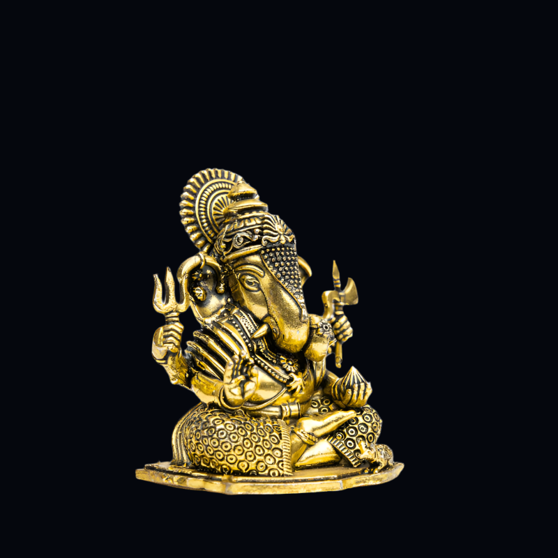 Elite Brass Dagdu Ganesha with Flat Base Medium Size – Divine Blessings for Prosperity and Knowledge