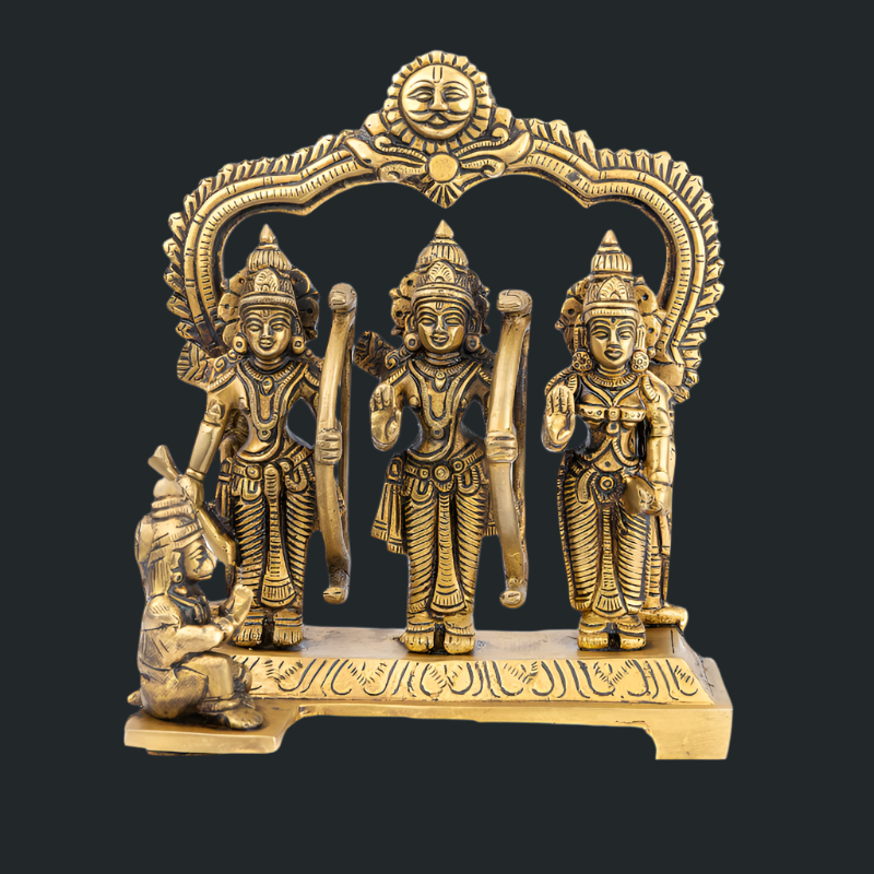 Handcrafted Brass Ram Darbaar with Rear Frame – Lord Ram and Family Idol