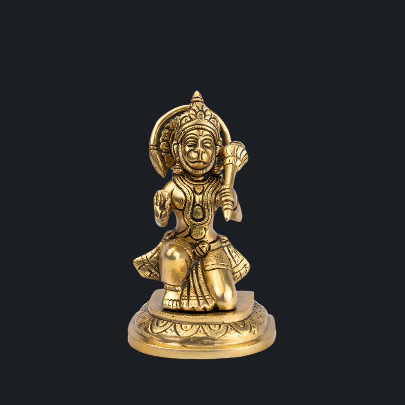 Handcrafted Brass Hanuman in Knee Bend Position – Warrior Pose Hanuman Statue