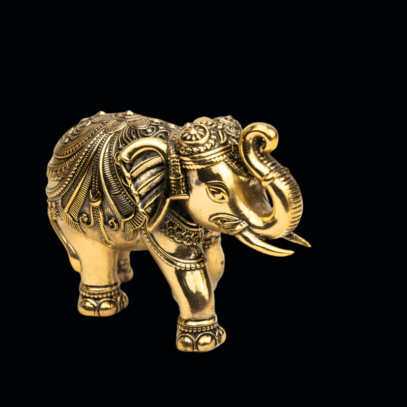 Elite Brass Elephant Medium Size – Decorative Elephant Figurine for Home Décor