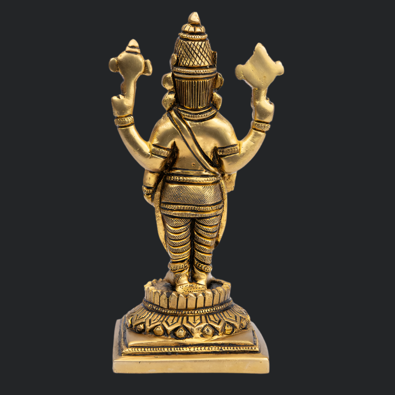Handcrafted Brass Balaji on Flower Base – Lord Balaji Statue for Pooja
