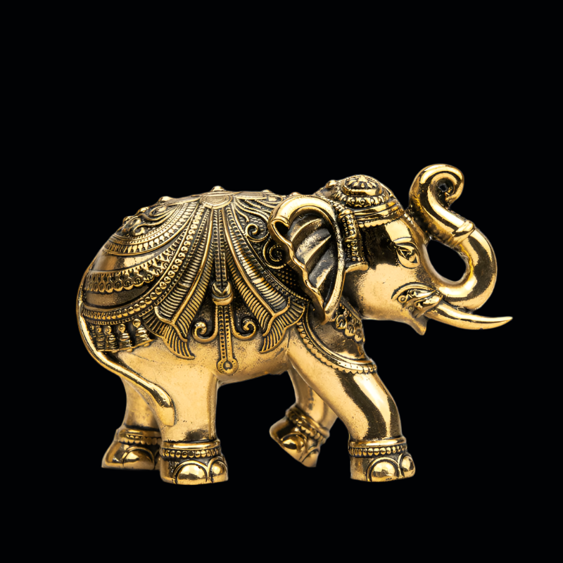 Elite Brass Elephant Medium Size – Decorative Elephant Figurine for Home Décor