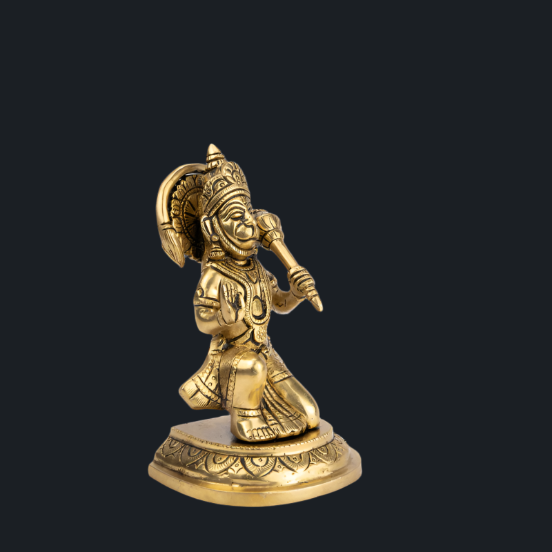 Handcrafted Brass Hanuman in Knee Bend Position – Warrior Pose Hanuman Statue
