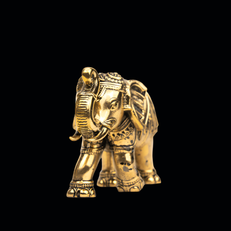 Elite Brass Elephant Medium Size – Decorative Elephant Figurine for Home Décor