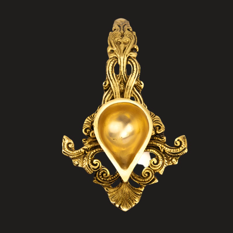 Handcrafted Brass Spoon Diya with Curved Spoon – Perfect for Pooja and Lighting
