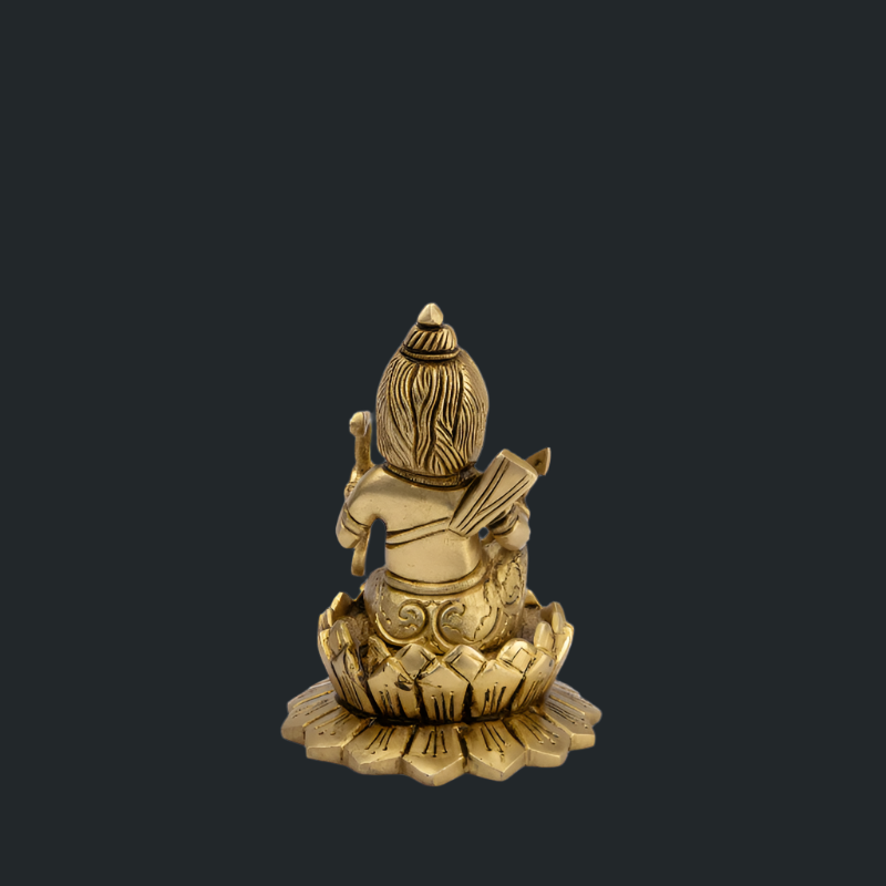 Handcrafted Brass Ram Lala Sitting with Dhanush – Baby Ram Idol for Home Decor
