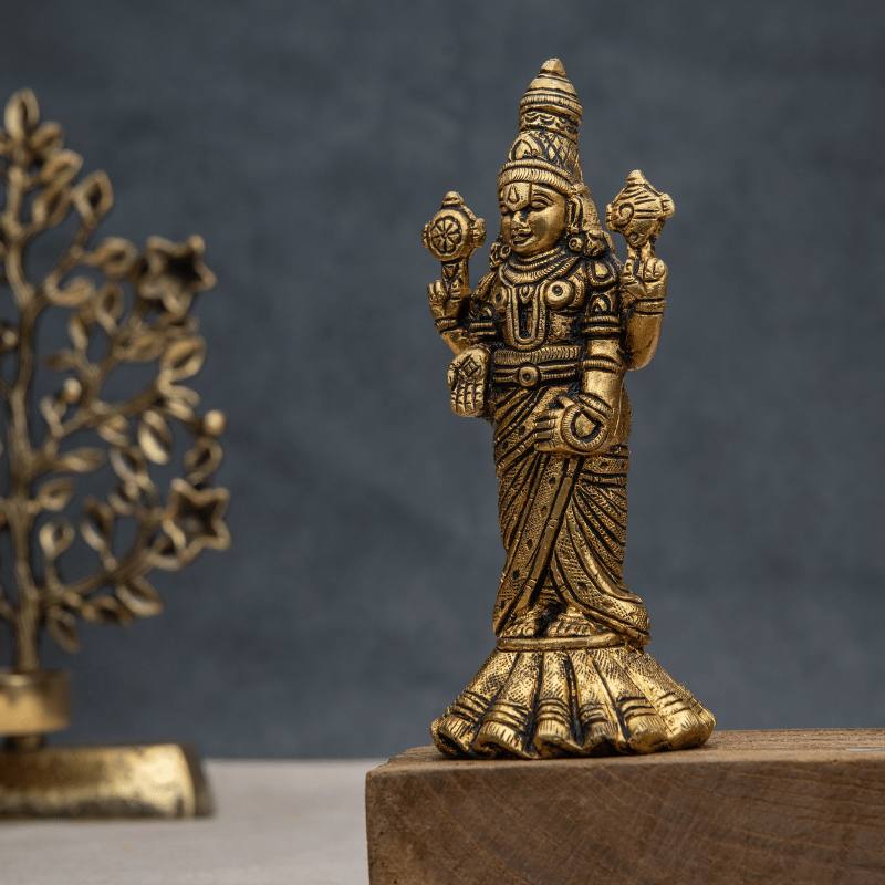 Handcrafted Brass Balaji on Designer Base – Lord Venkateswara Sculpture