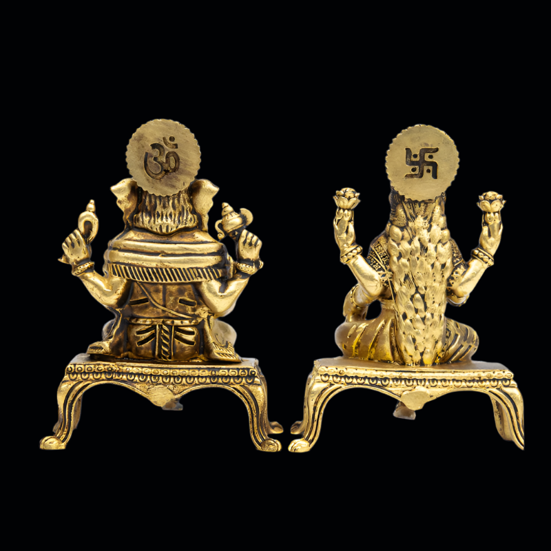 Elite Brass Lakshmi Ganesha on Chowki Large Size – Perfect for Pooja Room