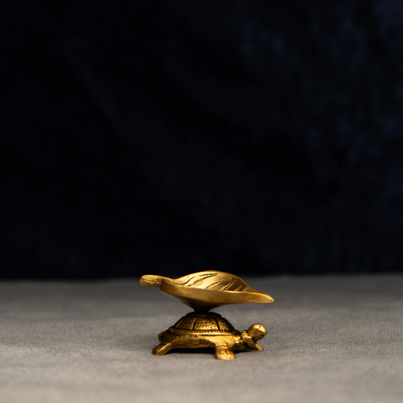 Handcrafted Brass Tortoise Deepak – Lucky Diya with Tortoise Base