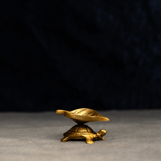 Handcrafted Brass Tortoise Deepak – Lucky Diya with Tortoise Base