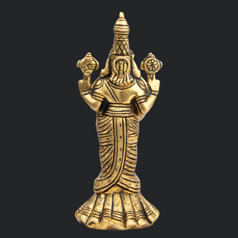 Handcrafted Brass Balaji on Designer Base – Lord Venkateswara Sculpture