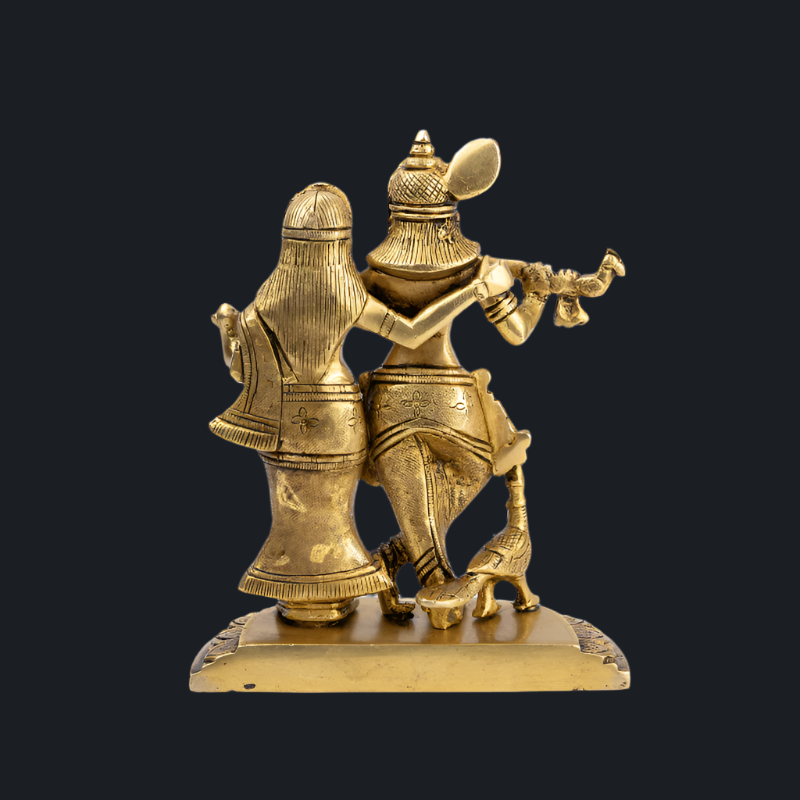 Handcrafted Brass Radha Krishna with Special Design Base – Eternal Love Sculpture