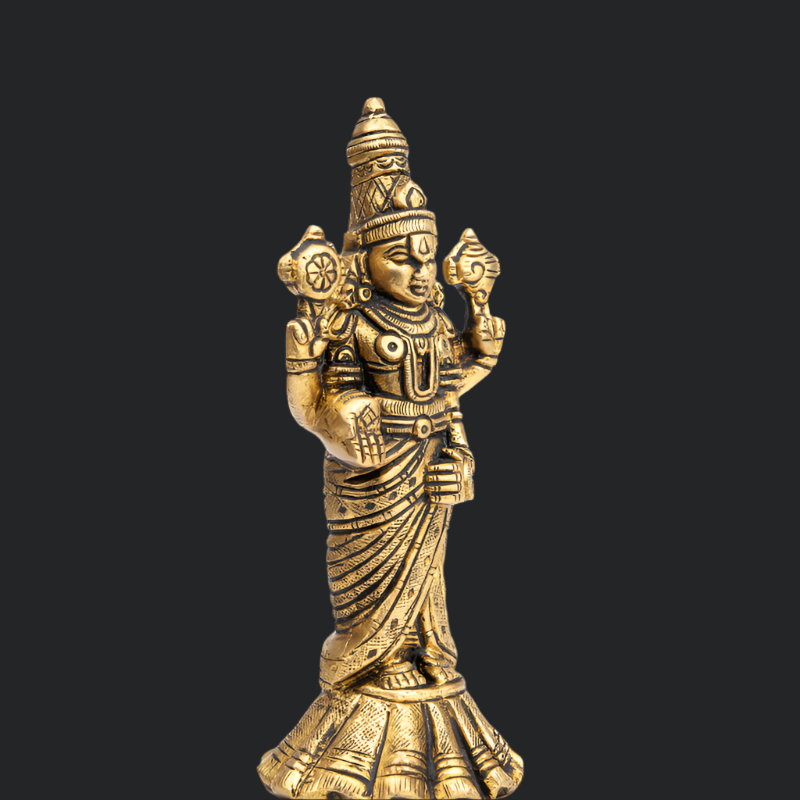 Handcrafted Brass Balaji on Designer Base – Lord Venkateswara Sculpture