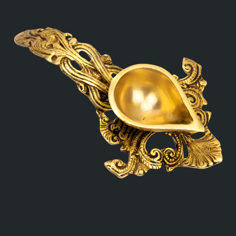 Handcrafted Brass Spoon Diya with Curved Spoon – Perfect for Pooja and Lighting