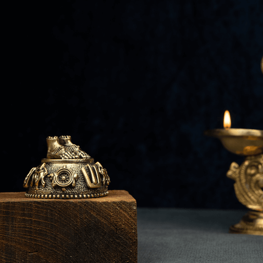 Elite Brass Charan Paduka Small Size – Auspicious Footprints for Pooja