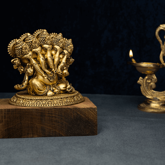 Elite Brass Panchmukhi Ganesha Large Size – Five-Faced Lord Ganesha Statue