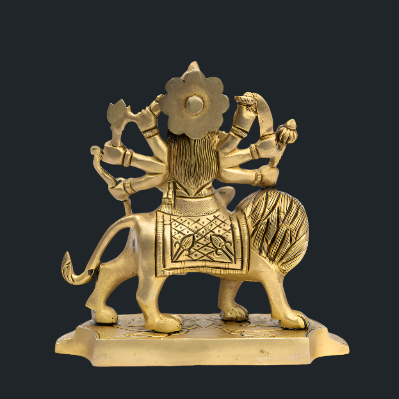 Handcrafted Brass Durga Maa on Lion – Powerful Goddess Durga Statue