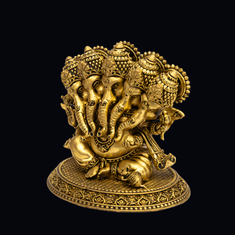 Elite Brass Panchmukhi Ganesha Large Size – Five-Faced Lord Ganesha Statue