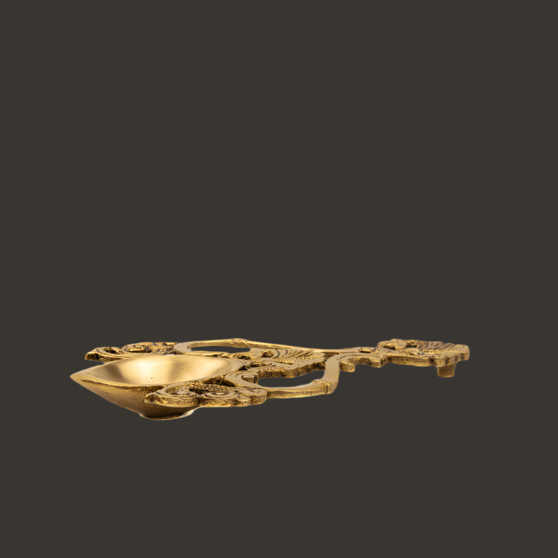 Handcrafted Brass Spoon Diya with Decorative Handle – Ideal for Pooja and Home Lighting
