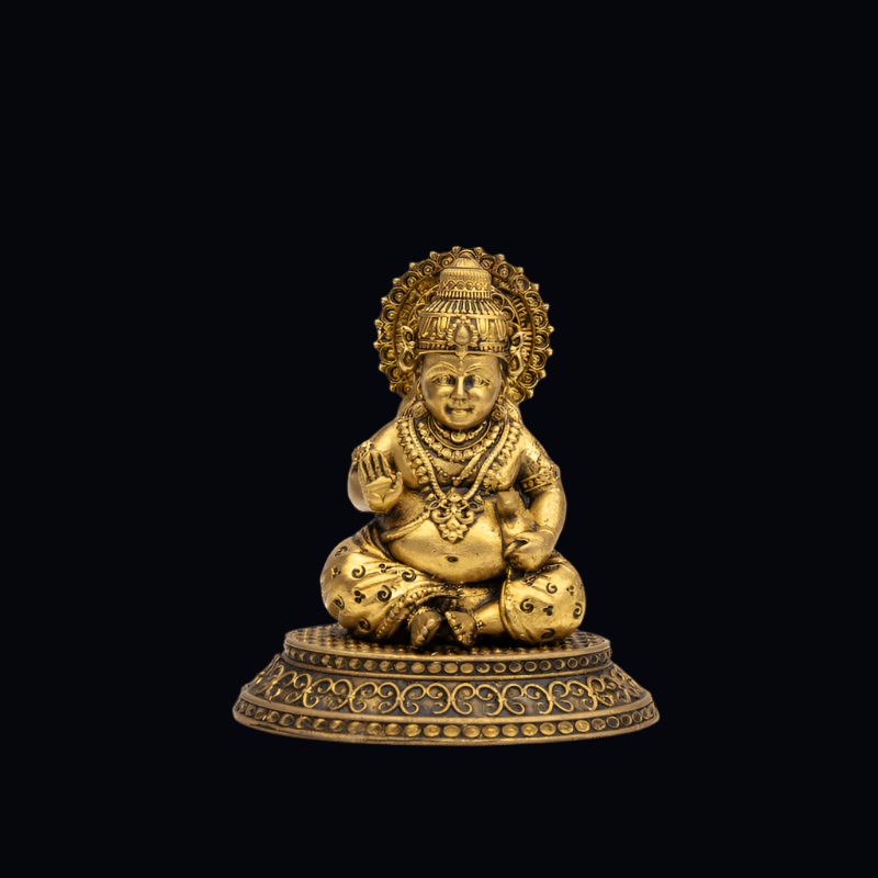 Elite Brass Kuber Idol with Special Design Circular Base – Wealth God Statue for Pooja