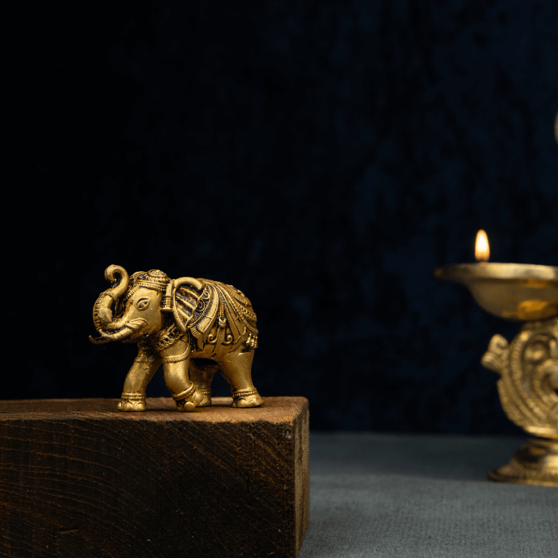 Elite Brass Elephant Small Figurine – Symbol of Strength and Wisdom