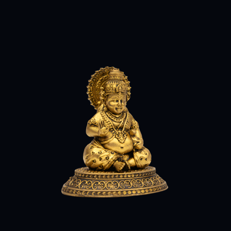 Elite Brass Kuber Idol with Special Design Circular Base – Wealth God Statue for Pooja