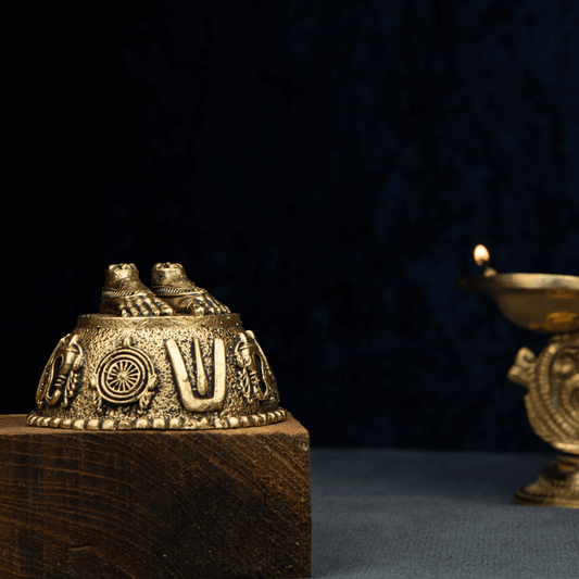 Elite Brass Charan Paduka Medium Size – Big Sacred Footprints for Worship