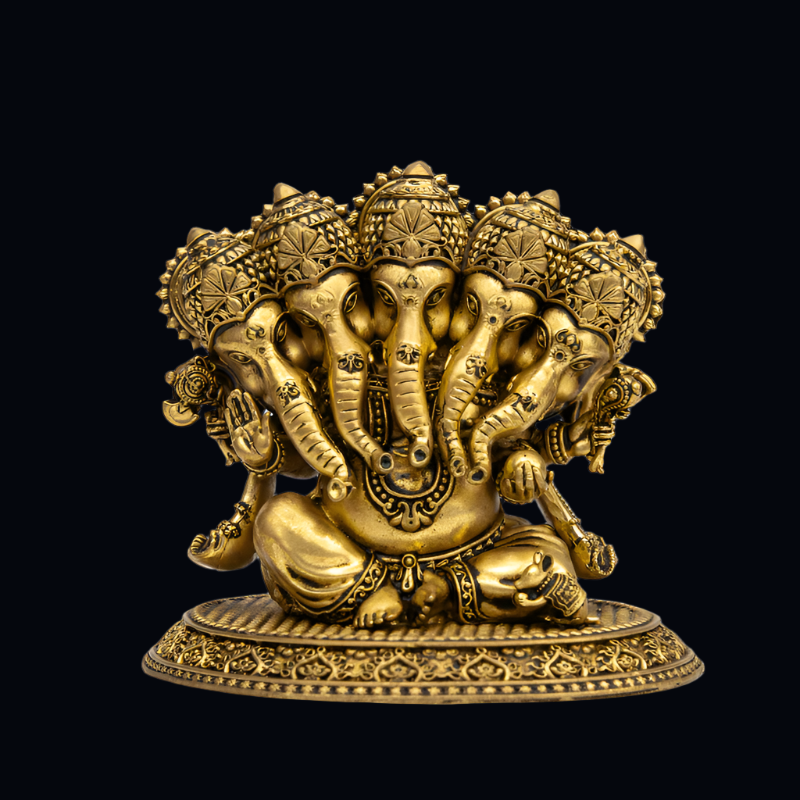 Elite Brass Panchmukhi Ganesha Large Size – Five-Faced Lord Ganesha Statue