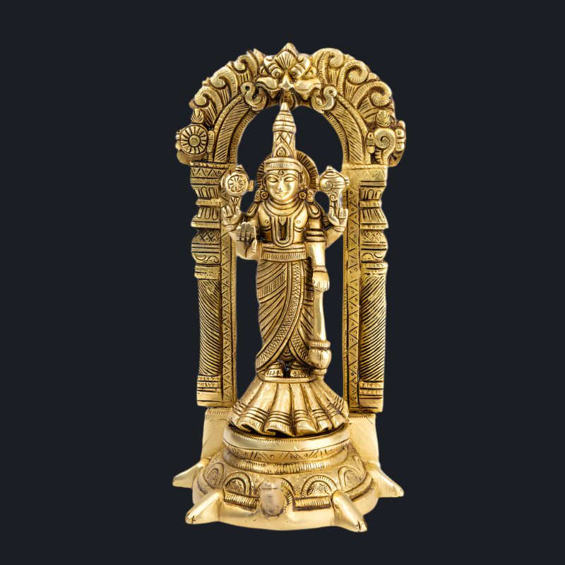 Handcrafted Brass Vishnu on Tortoise – Unique Vishnu Idol