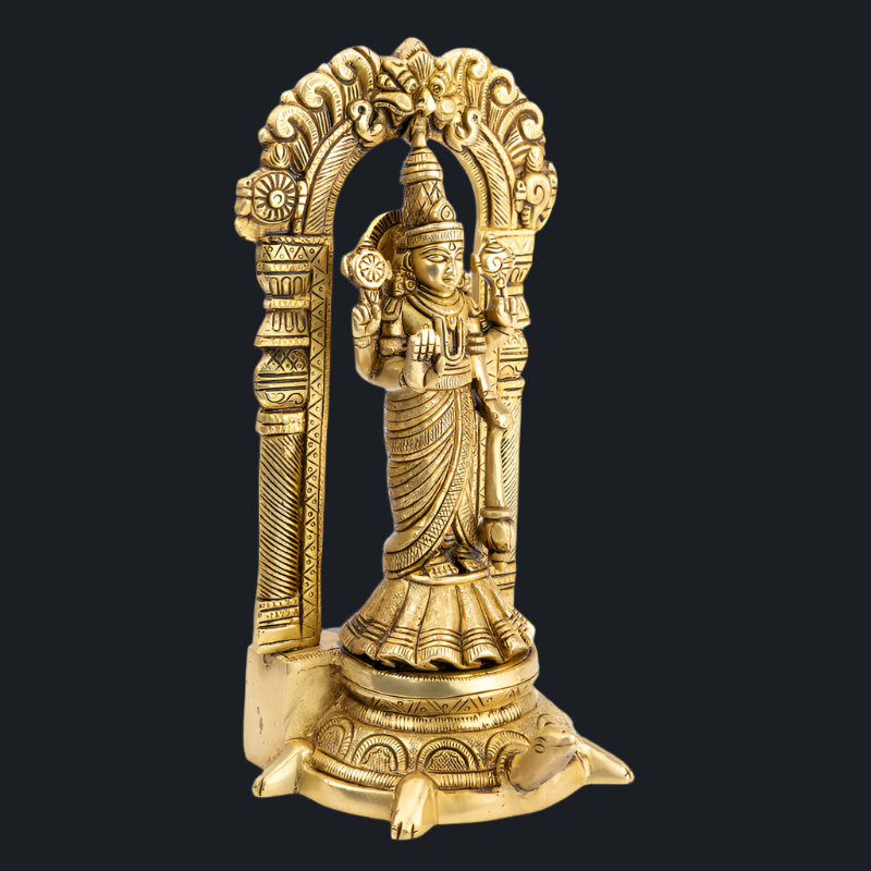 Handcrafted Brass Vishnu on Tortoise – Unique Vishnu Idol