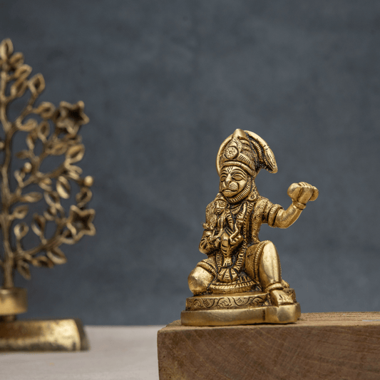 Handcrafted Brass Hanuman Carrying Sri Ram – Hanuman for Strength and Devotion