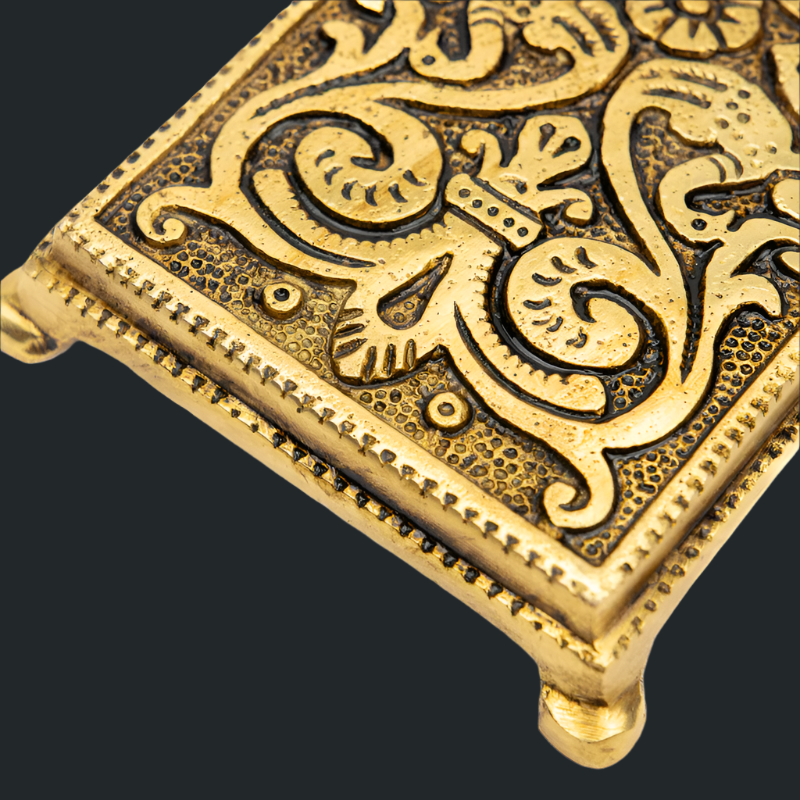 Handcrafted Brass Long Pooja Chowki with Floral Design – Perfect for Pooja and Home Decor