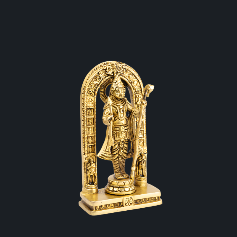 Handcrafted Brass Ram Lala Standing with Dhanush – Infant Ram Idol for Pooja