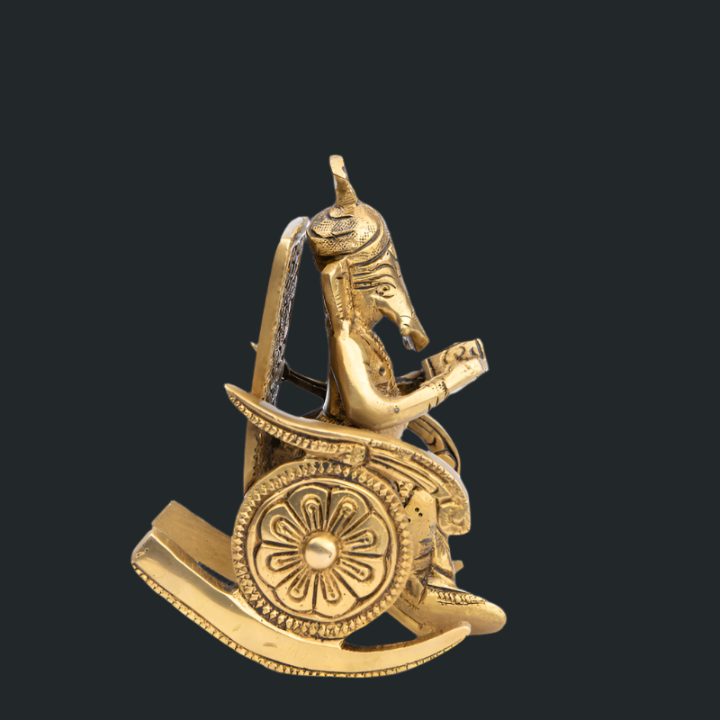 Handcrafted Brass Ganesha on Rocking Chair Reading a Book – Seated Ganesha Idol