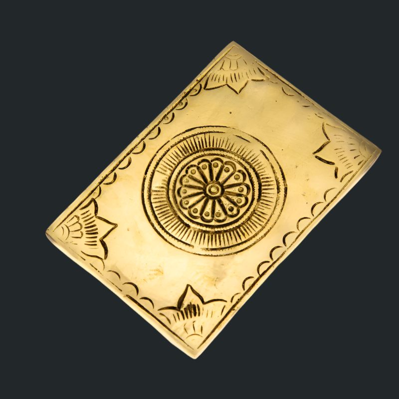 Handcrafted Brass Pooja Chowki Small Size Chakra Design – Decorative Platform for Pooja Ceremonies