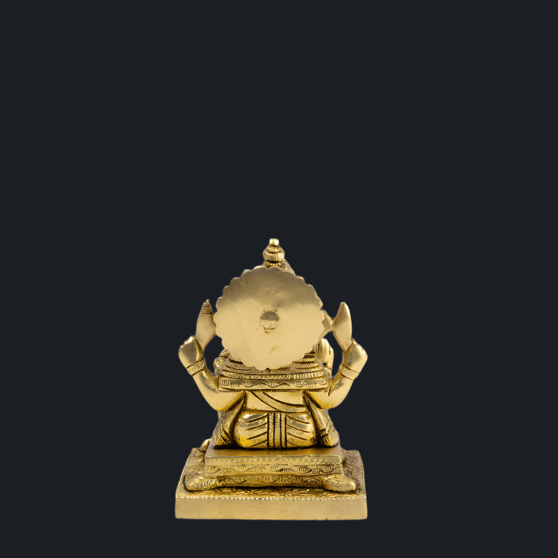 Handcrafted Brass Ganesha with Flat Base – Stable Design Ganesha Idol