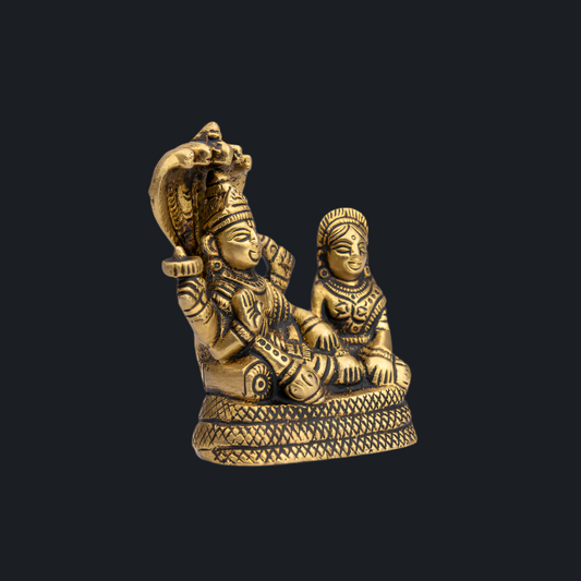 Handcrafted Brass Vishnu Lakshmi with Sesh Naag – Lord Vishnu and Goddess Lakshmi Idol