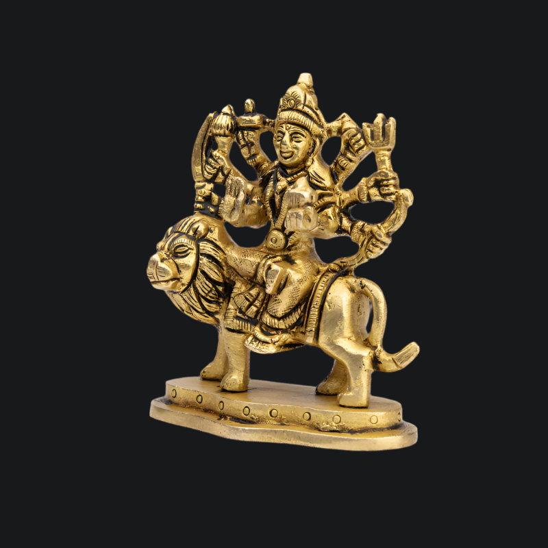 Handcrafted Brass Durga Maa on Simple Base – Divine Mother Durga Statue
