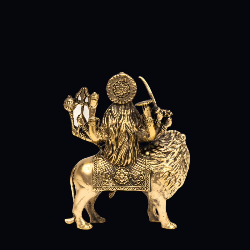Elite Brass Maa Durga Sitting on a Lion – Fierce Goddess for Strength and Protection
