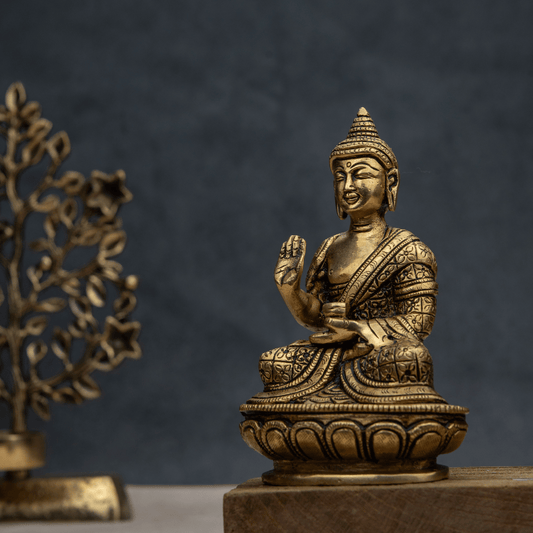 Handcrafted Brass Gautam Buddha on Simple Base – Meditation Buddha Idol