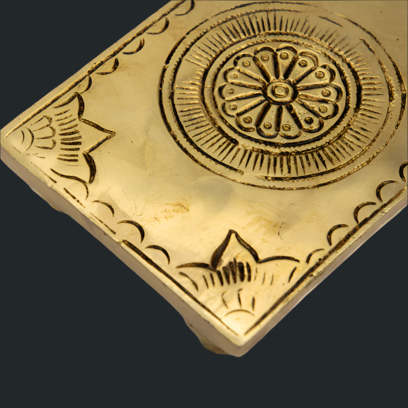 Handcrafted Brass Pooja Chowki Small Size Chakra Design – Decorative Platform for Pooja Ceremonies