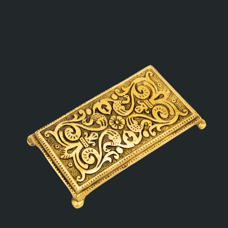 Handcrafted Brass Long Pooja Chowki with Floral Design – Perfect for Pooja and Home Decor