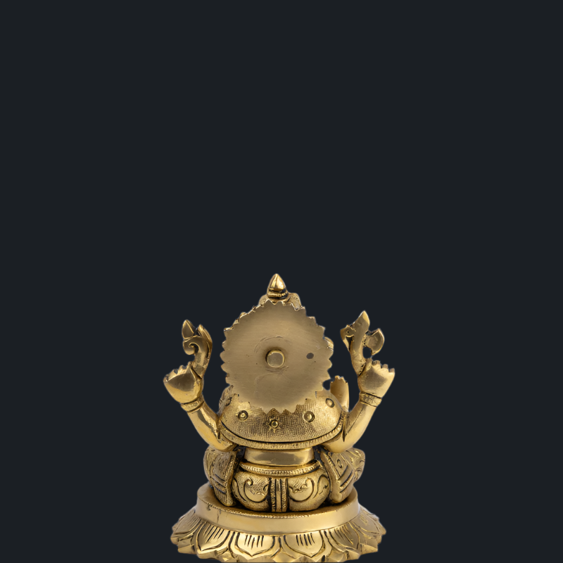 Handcrafted Brass Ganesha on Semi Lotus Base – Lord Ganesha for Good Fortune