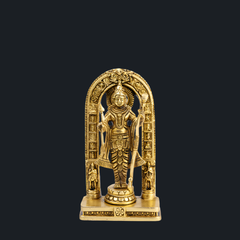 Handcrafted Brass Ram Lala Standing with Dhanush – Infant Ram Idol for Pooja