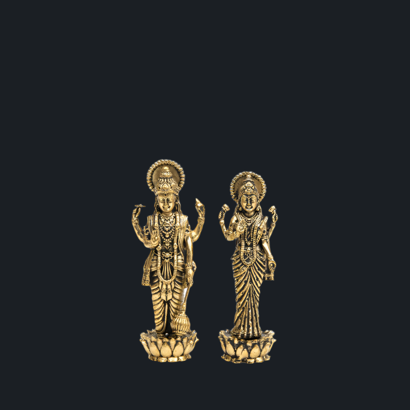 Elite Brass Vishnu Lakshmi Standing Idol – Divine Blessings for Home